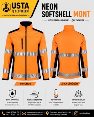 Ustaİş Softshell Mont Neon Turuncu Reflektörlü