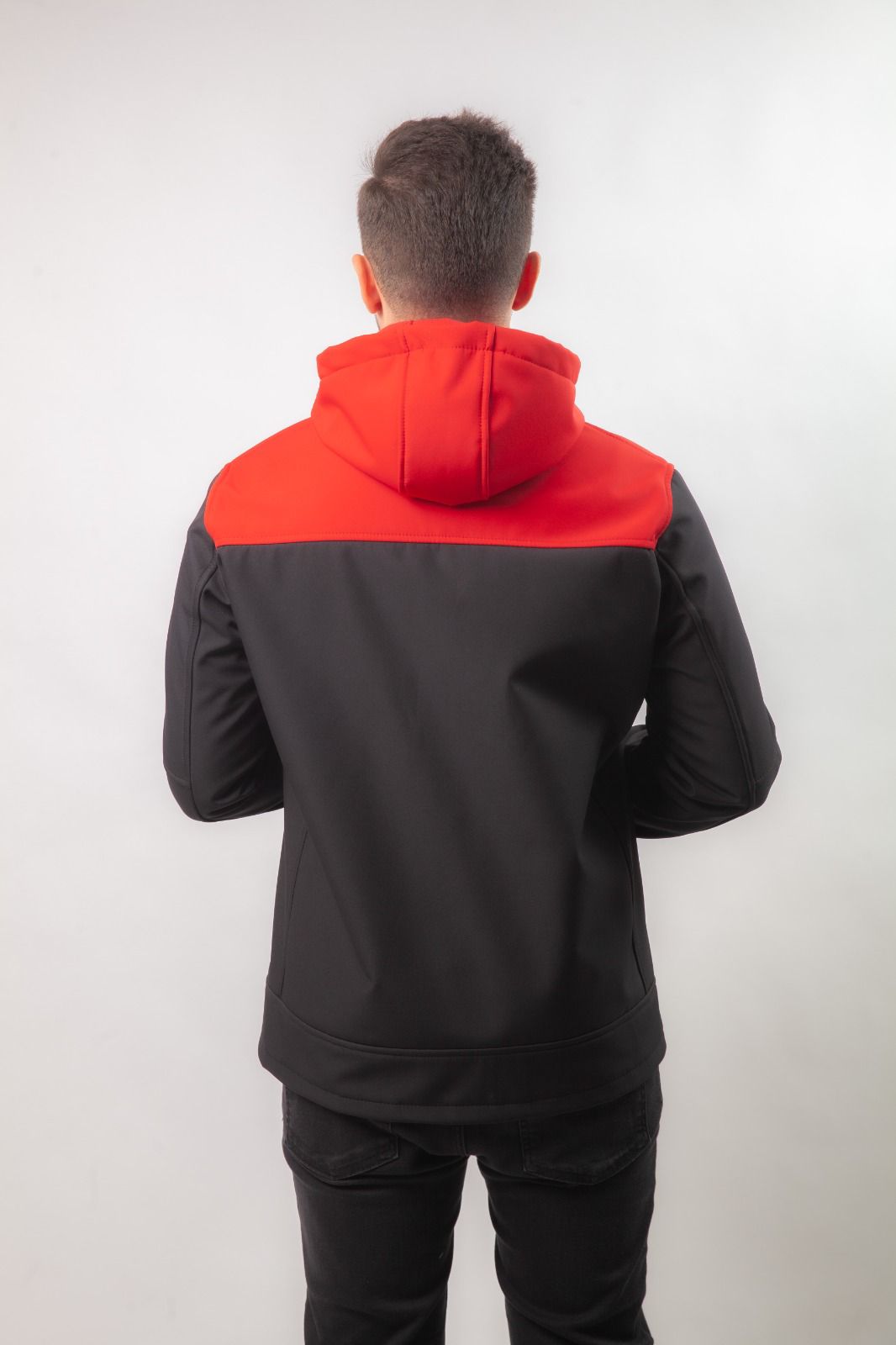 Ustaİş Kırmızı/Siyah Kapşonlu Softshell Mont - Görsel 3
