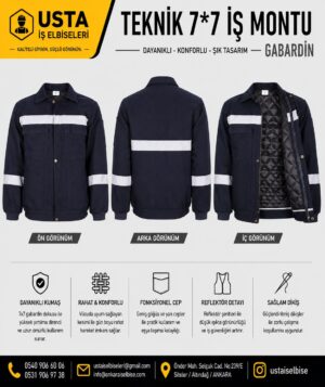 7*7 Gabardin İş Montu Kışlık Lacivert