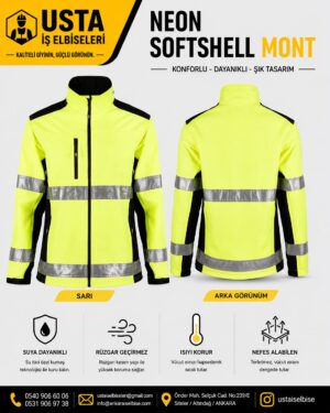 Ustaİş Softshell Mont Neon Sarı Reflektörlü