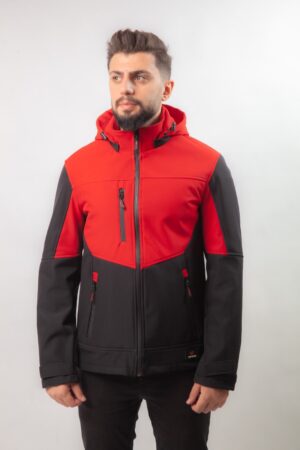 Ustaİş Kırmızı/Siyah Kapşonlu Softshell Mont