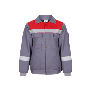 7*7 Gabardin İş Montu Kışlık Gri/Kırmızı