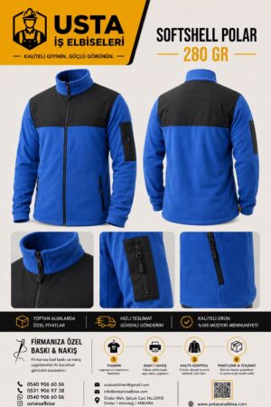USTA İŞ SOFTSHELL POLAR MONT SAKS MAVİ