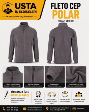 USTA İŞ FLETO CEP POLAR MONT GRİ