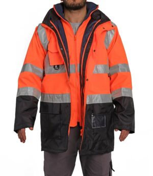 5İN1 Reflektörlü Parka & Kaban Turuncu-Lacivert