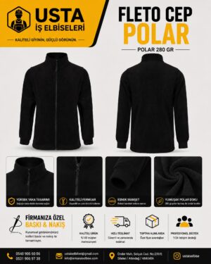 USTA İŞ FLETO CEP POLAR MONT SİYAH