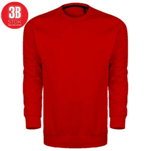3B 3 İPLİK SIFIR YAKA PREMIUM ŞARDONSUZ SWEAT KIRMIZI