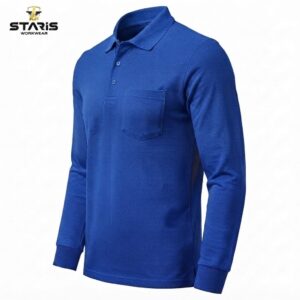 BASIC İKİ İPLİK POLO YAKA SWEATSHİRT SAKS MAVİSİ