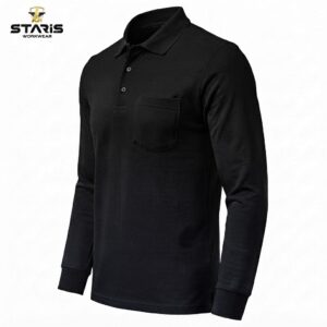 BASIC İKİ İPLİK POLO YAKA SWEATSHİRT SİYAH