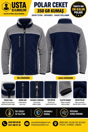 USTA İŞ 350 GR POLAR LACİVERT - GRİ