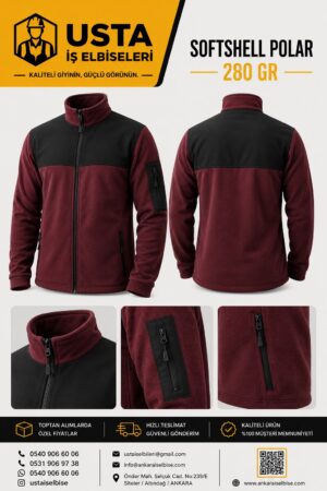 USTA İŞ SOFTSHELL POLAR MONT BORDO